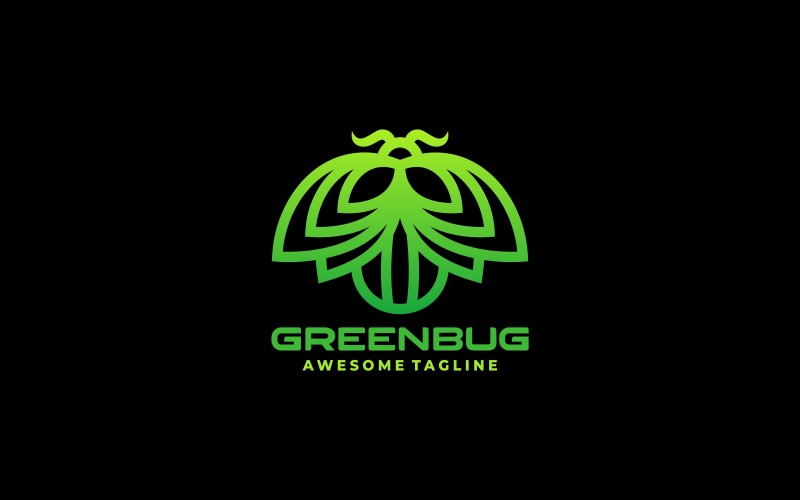 Green Bug line Art Gradient Logo Logo Template