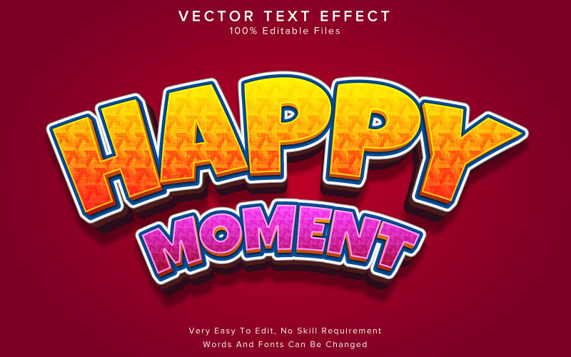 Happy Moment 3D Text Effect Editable Yellow And Purple Illustration