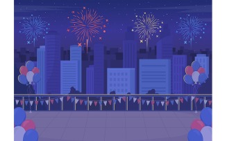 Festive decoration in town for Independence day illustration