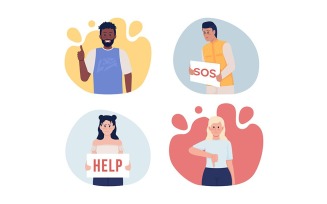 Gestures and signs vector isolated illustrations set