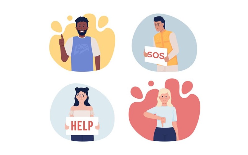 Gestures and signs vector isolated illustrations set Illustration