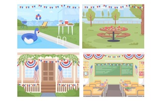Independence day in America vector illustration set