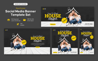 Luxusy House for Sale Real Estate Social Media Banner Template Set