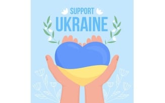 Support Ukraine flat color vector illustration