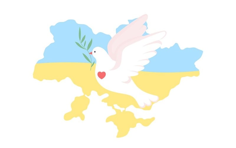 Ukraine and peace dove vector isolated illustration Illustration