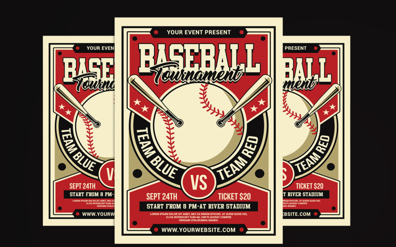 Baseball Tournament Flyer Template Corporate Identity