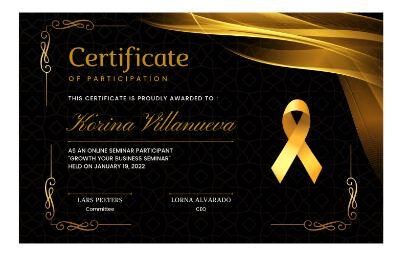 Black And Gold Modern Award Certificate Template