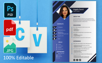 Blue Gray Professional Modern CV / Resume Template for Graphic Designer