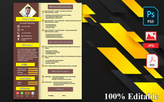 Brown Yellow Themed Professional Resume Template