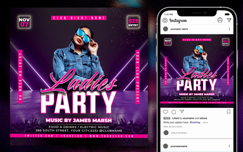 Ladies Party Night Flyer Template Social Media