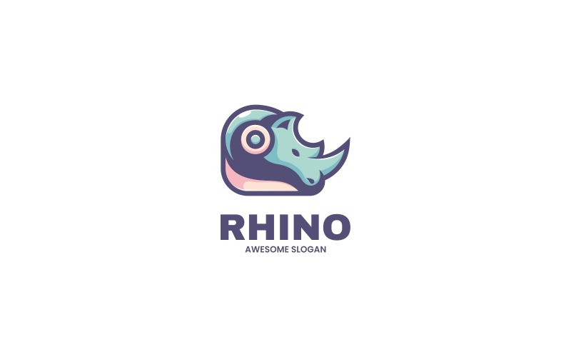 Rhinoceros Simple Mascot Logo Logo Template
