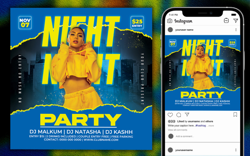 Super Night Party Flyer Template Social Media