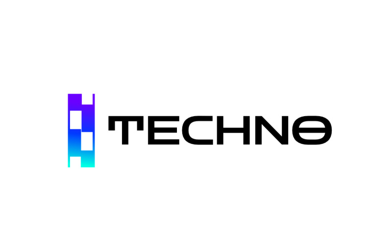 Abstract Black Pixel Tech Gradient Logo Logo Template