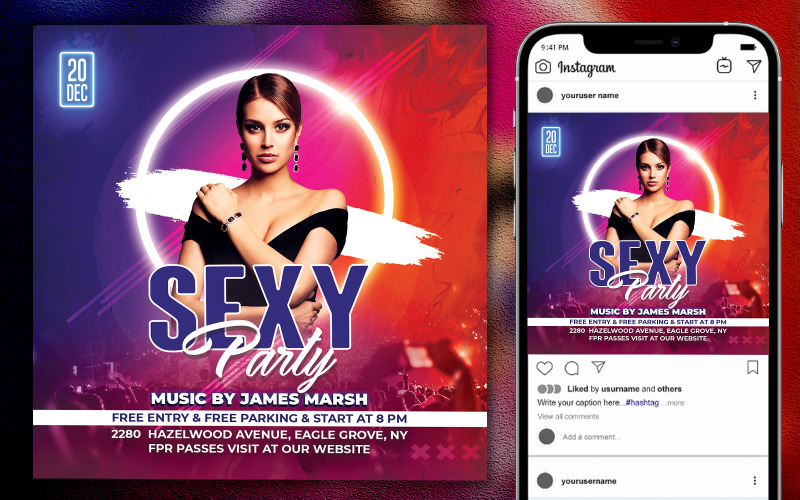 Sexy Party Night Flyer Template Social Media