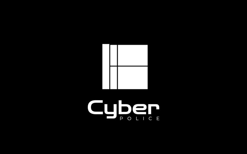 Square Cyber Police Flat Logo Logo Template
