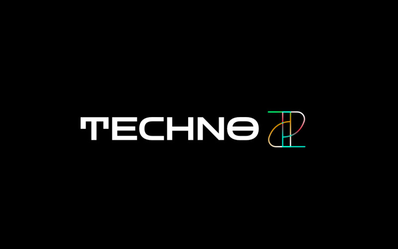 Techno Gradient Letter Line Logo Logo Template