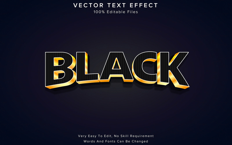 Black Text Effect Editable Black and Golden Style Text Effect Illustration