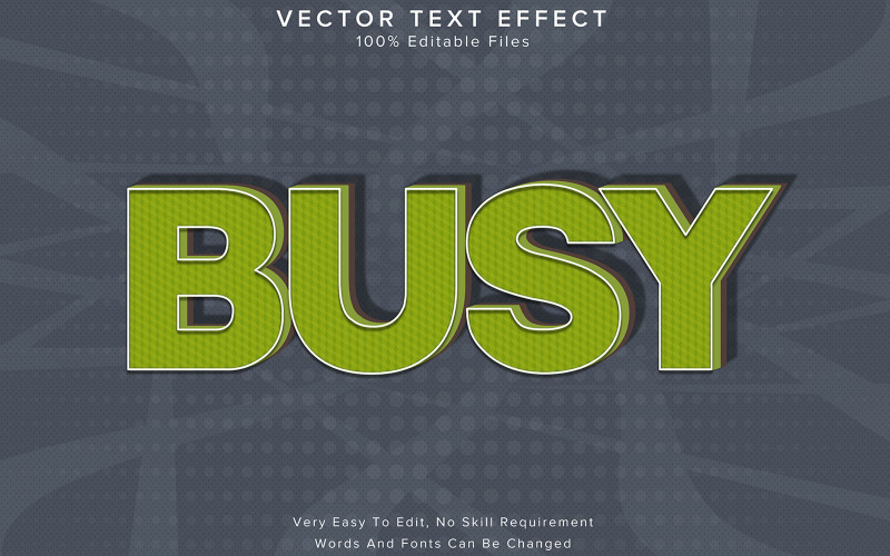 Busy Text Effect Green Patterns Style Editable Text Illustration