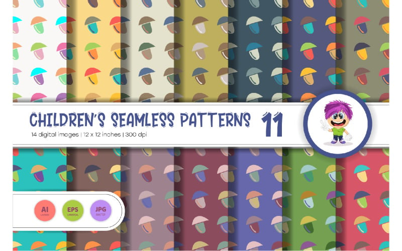 Cute Baby Seamless Patterns 11. Digital Paper Vector Graphic