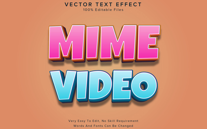 Editable Text Effect Mime Video Text Style Illustration