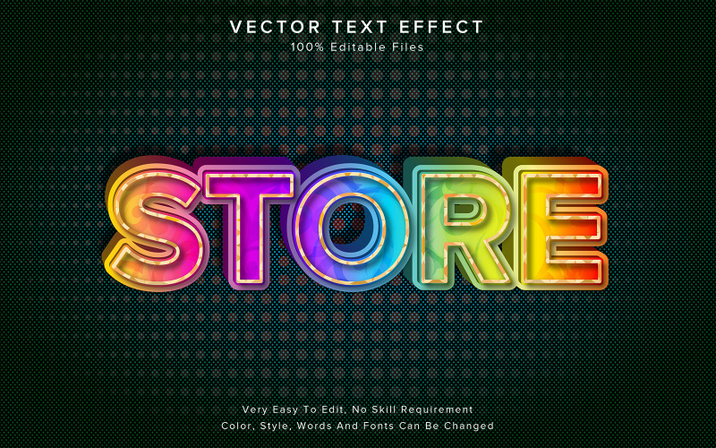 Store 3d Color Full Text Effect on Debossed Effect Style Text Effect Illustration