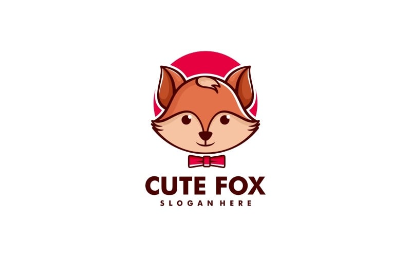Cute Fox Simple Mascot Logo Logo Template