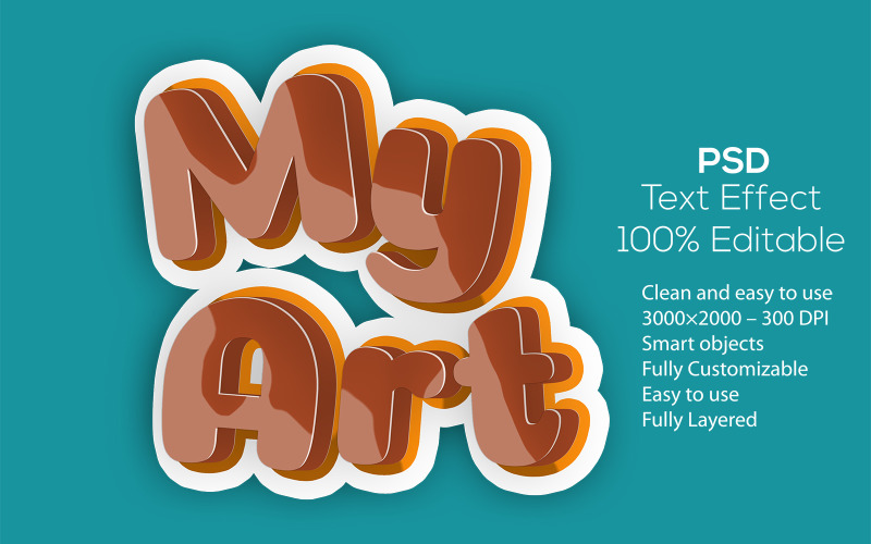 My Art | My Art Cartoon Text Effect | 3D My Art Editable Text Effect | Modern My Art Psd Text Effect Illustration