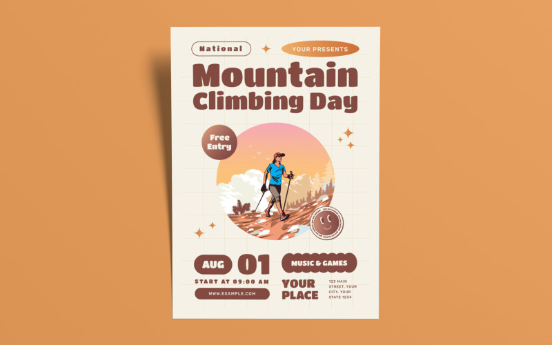 National Mountain Climbing Day Flyer Template Corporate Identity