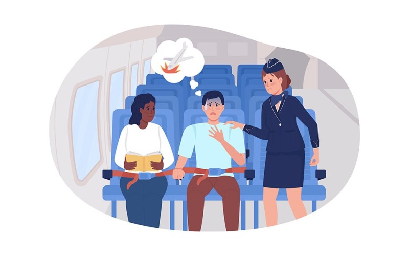 Panic attack during flight vector isolated illustration Illustration