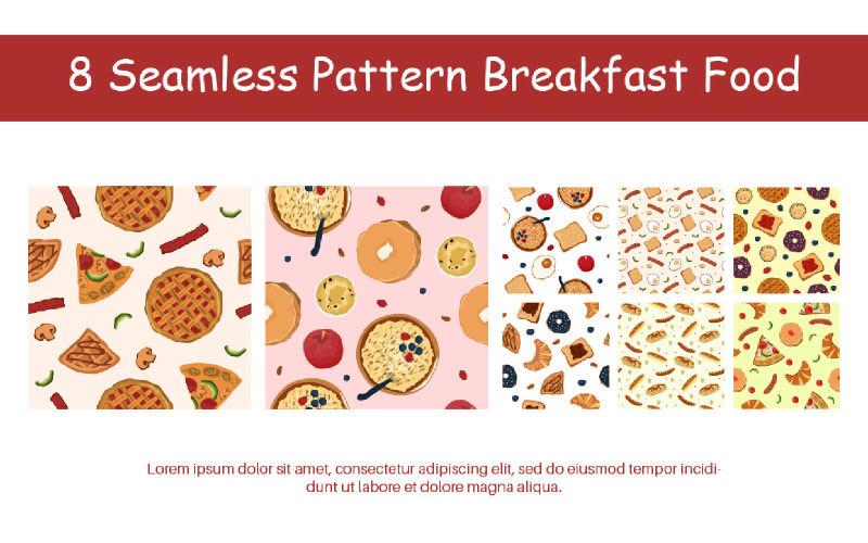 8 Seamless Pattern Breakfast Food Illustration