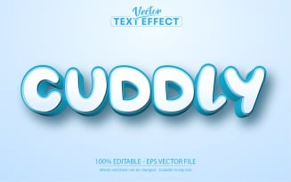 Cuddly - Editable Text Effect, Soft Blue Cartoon Text Style, Graphics Illustration