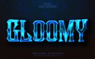 Gloomy - Editable Text Effect, Blue Metallic Text Style, Graphics Illustration