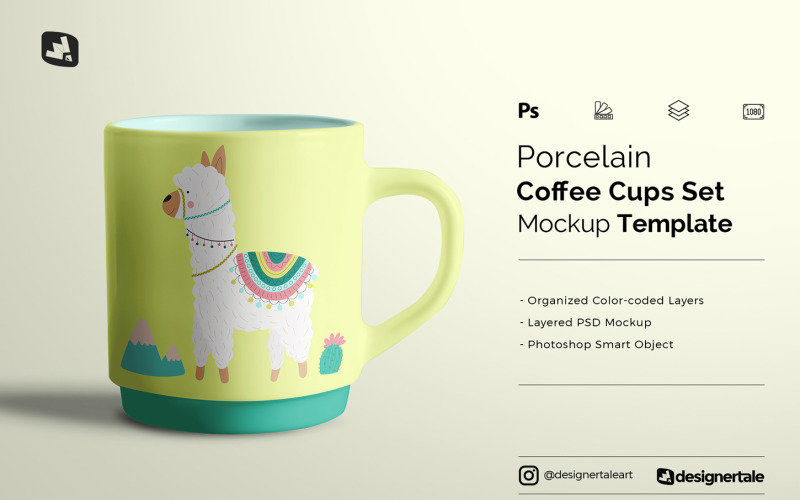 Porcelain Coffee Cups Set Mockup Product Mockup
