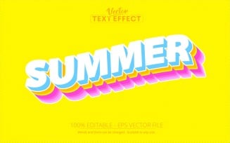 Summer - Editable Text Effect, Soft Color's Cartoon Text Style, Graphics Illustration