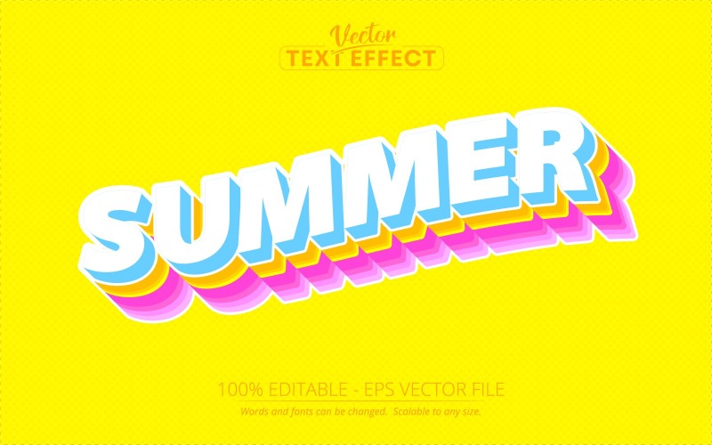 Summer - Editable Text Effect, Soft Color's Cartoon Text Style, Graphics Illustration
