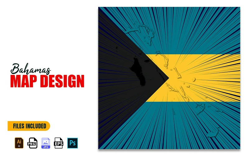 Bahamas Independence Day Map Design Illustration