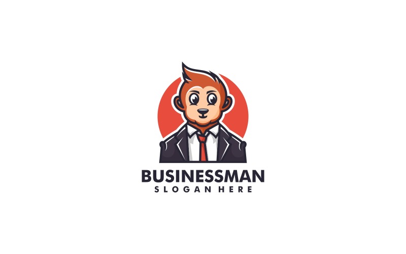 Monkey Businessman Cartoon Logo Logo Template
