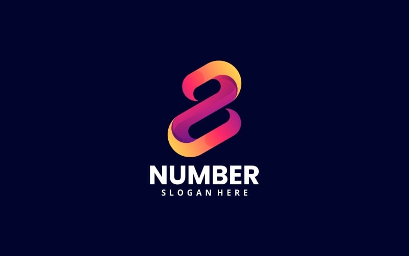 Number 8 Gradient Logo Style Logo Template