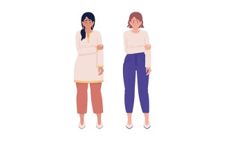 Sad women with mental disorders color vector characters set