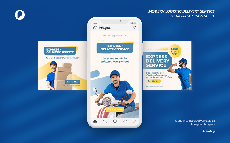 White Simple Modern Logistic Delivery Service Instagram Template Social Media