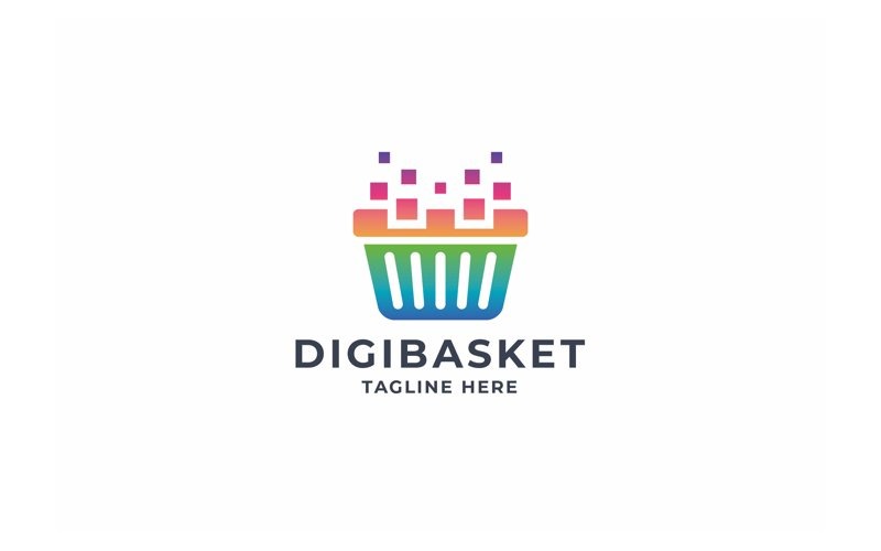 Digital Basket Pixel Logo Logo Template