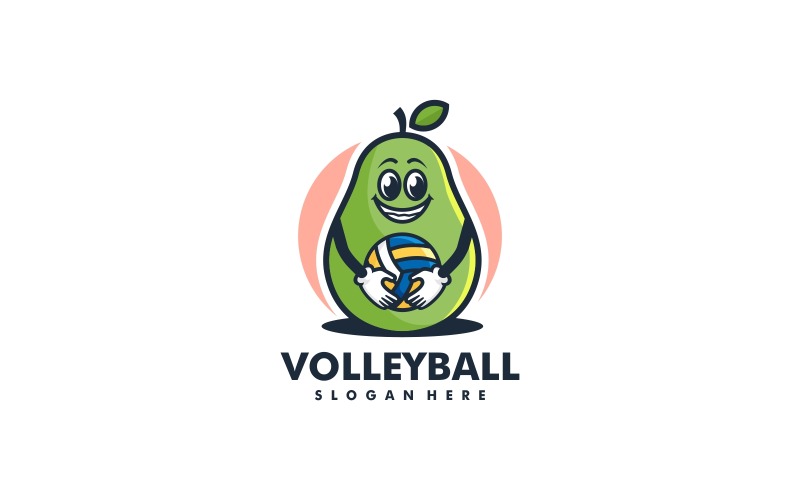 Pear Volleyball Cartoon Logo Logo Template