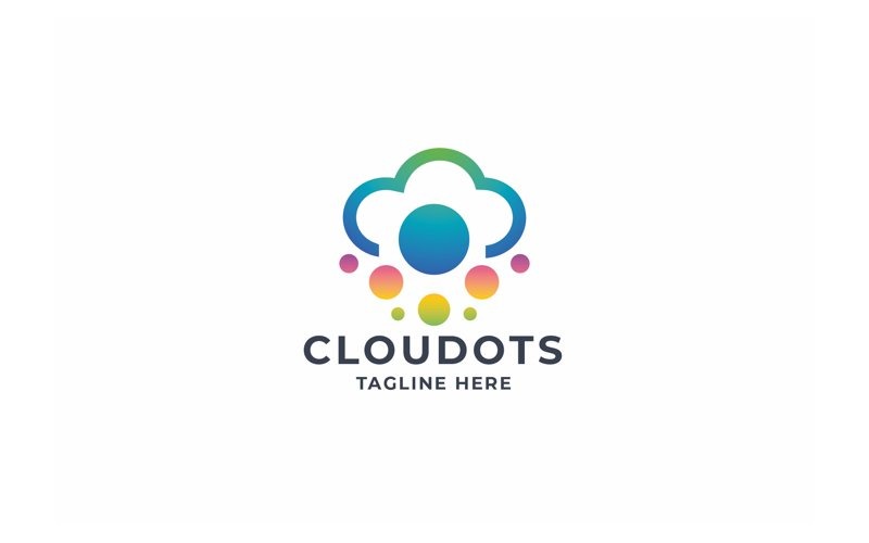 Professional Cloud Dots Tech Logo Logo Template