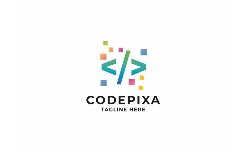 Professional Code Pixel Tech Logo Logo Template