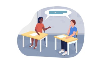 Talking students vector isolated illustration