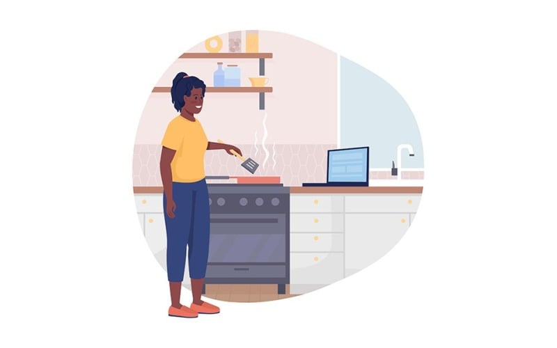 Woman preparing food vector isolated illustration Illustration