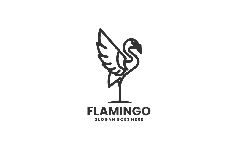 Flamingo Line Art Logo Design Logo Template