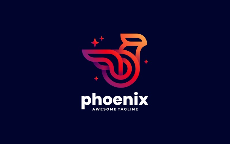 Phoenix Line Art Gradient Logo Style Logo Template