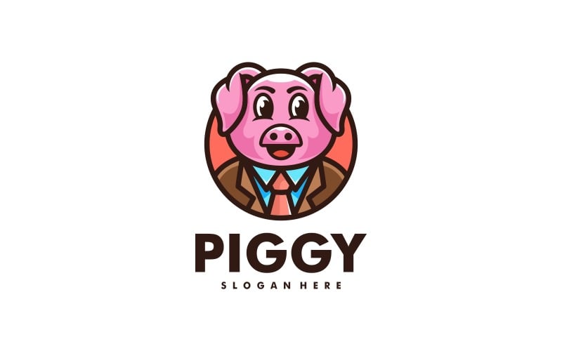 Piggy Mascot Cartoon Logo Logo Template
