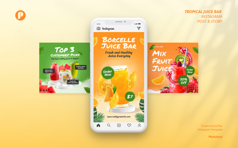 Refreshing Sensation Tropical Juice Bar Instagram Post Social Media